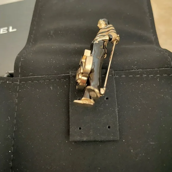 CHANEL ENAMEL COCO MADEMOISELLE 100 YEAR ANNIVERSARY PIN BROOCH